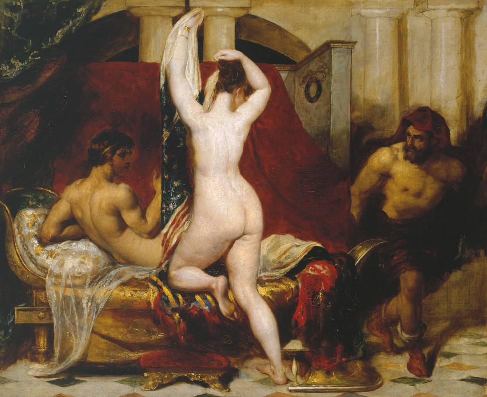 Candaules, King of Lydia, Shews his Wife by Stealth to Gyges, One of his Ministers, as She Goes to Bed exhibited 1830 by William Etty 1787-1849
